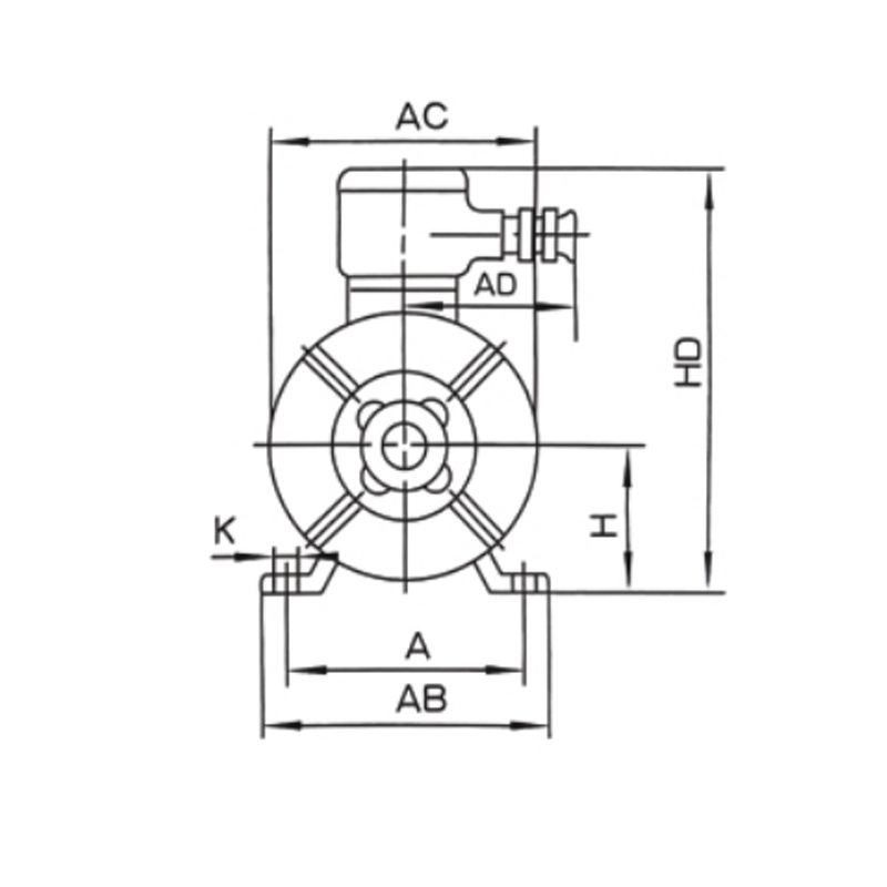 機(jī)座帶底腳、端蓋上無凸緣的電動機(jī)(B3)